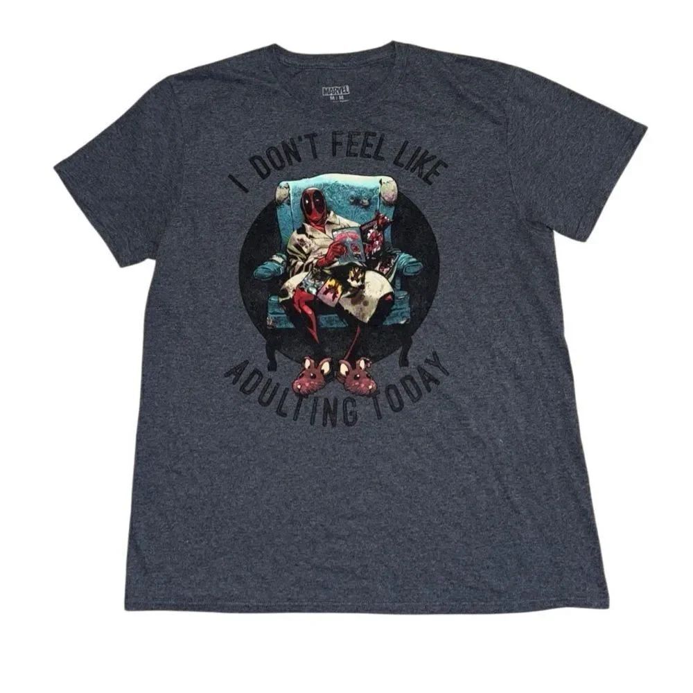 Marvel Unisex Deadpool "I don't feel like adulting" T Shirt Size Medium